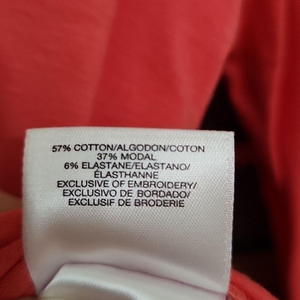 Coral top size M mid sleeve Coastal Lagenlook contemporary Artsy vacation - Picture 7 of 8